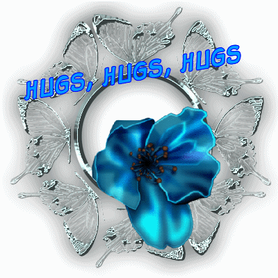 Hugs, Hugs, Hugs - Blue Flowers