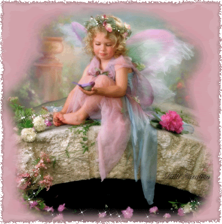 Baby angel with bird