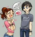preppy girl, emo boy