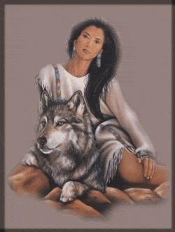 Native Woman & Wolf