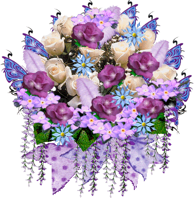 Purple & White Rose Bouquet
