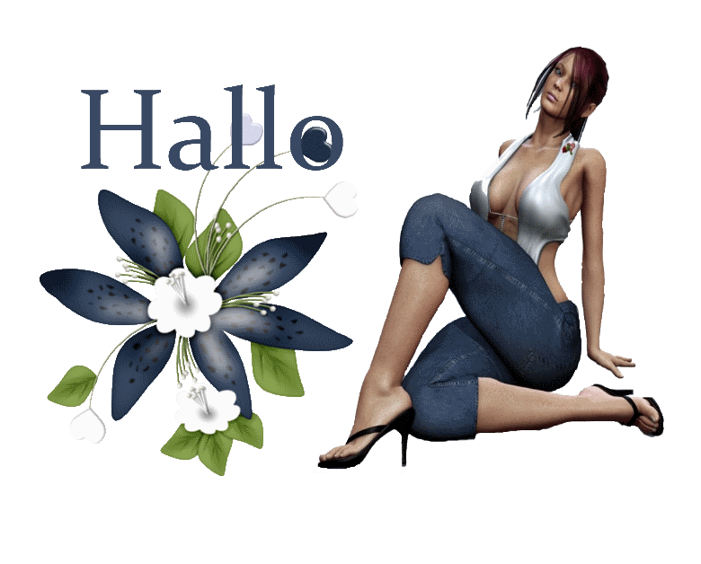 Woman is sitting on flower