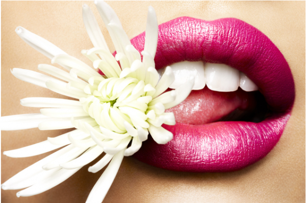 flower on her lips