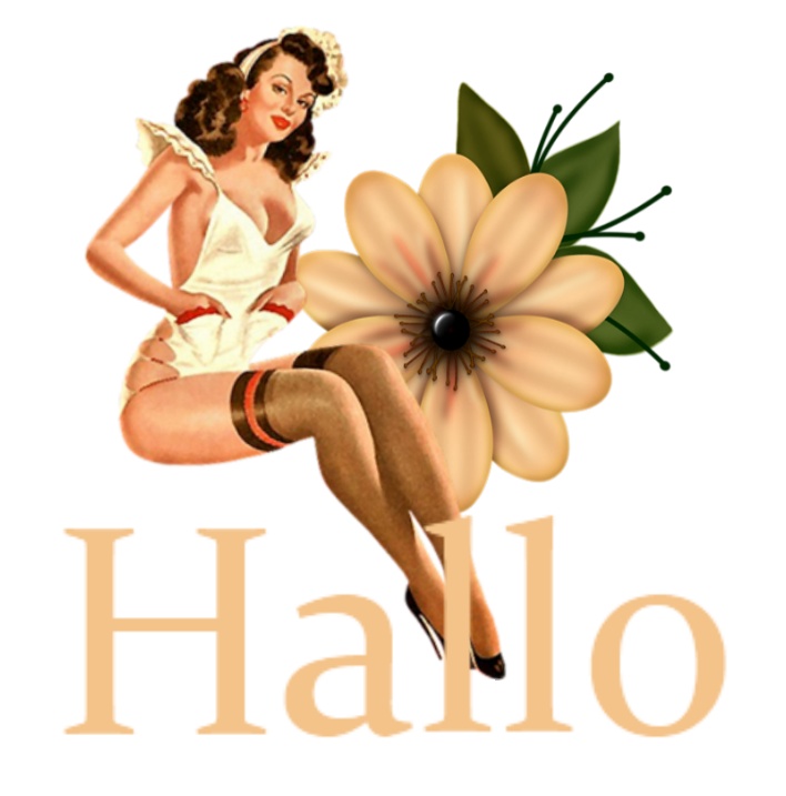 Woman is sitting on flower