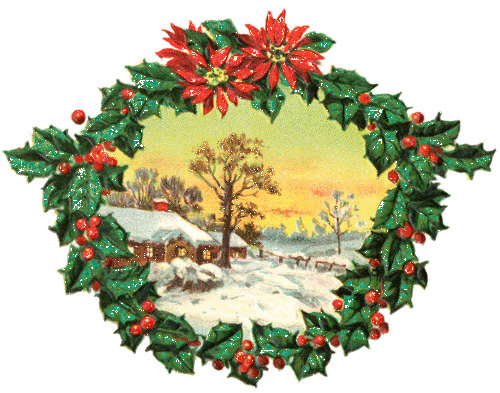 christmas wreath scene
