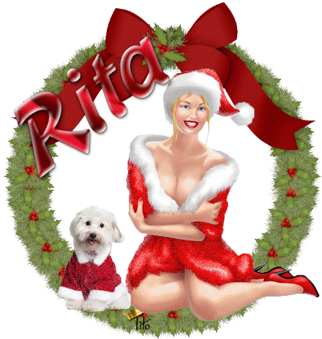 christmas wreath blonde lady Rita
