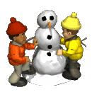 kids with snowman