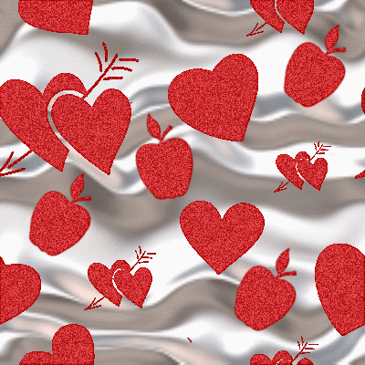 love heart apple silk background