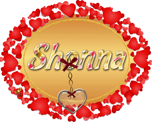 gold plate red hearts love Shonna