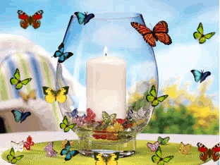 SHIMMERY BUTTERFLY GLASS CANDLE