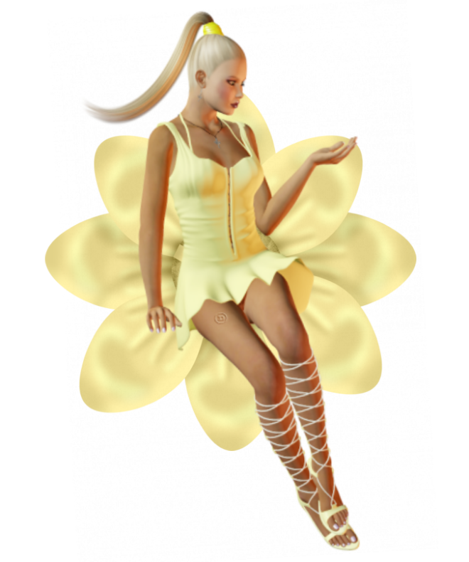 Woman sitting on Flower