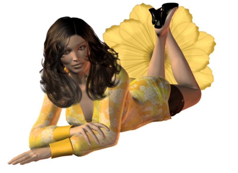Woman lies on flower