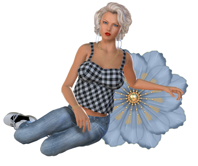 Woman sitting on flowers