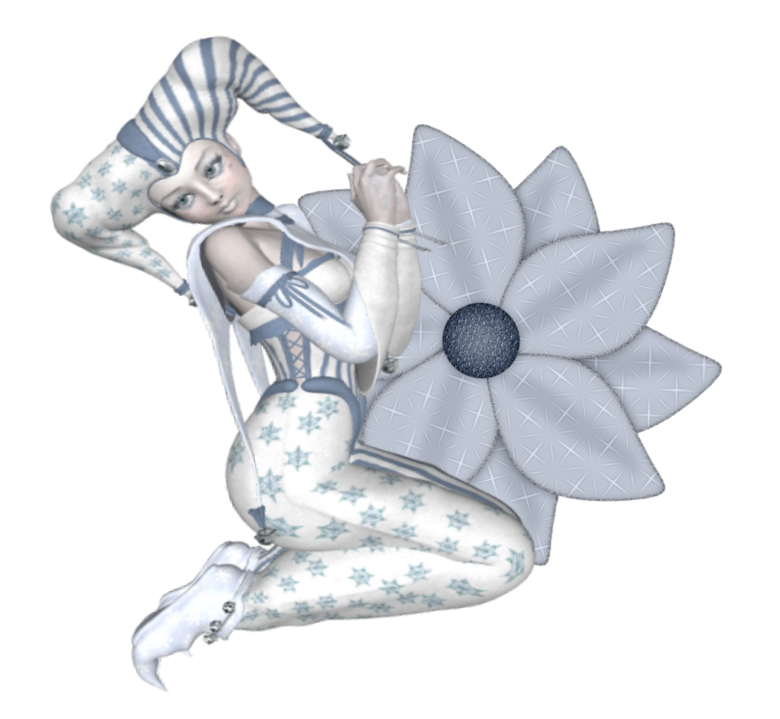 Woman kneels on flower
