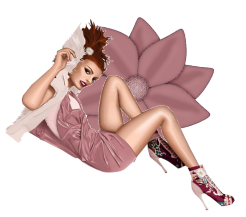 Woman lies on flower