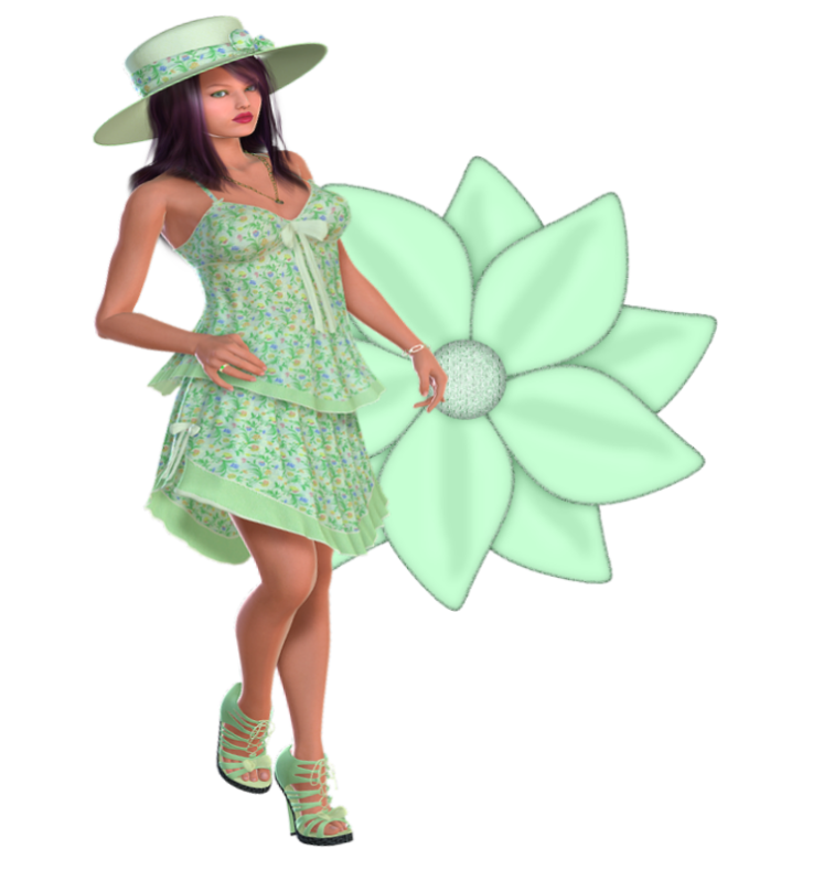 Woman stands on flowers