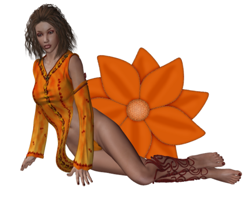 Woman lies on flower