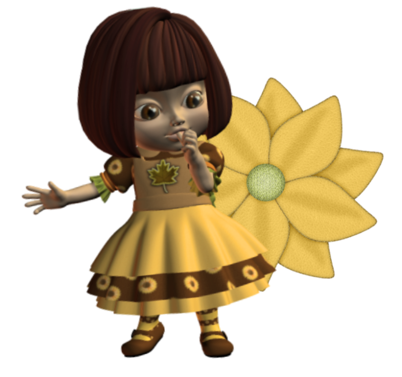 Girl stands on flowers