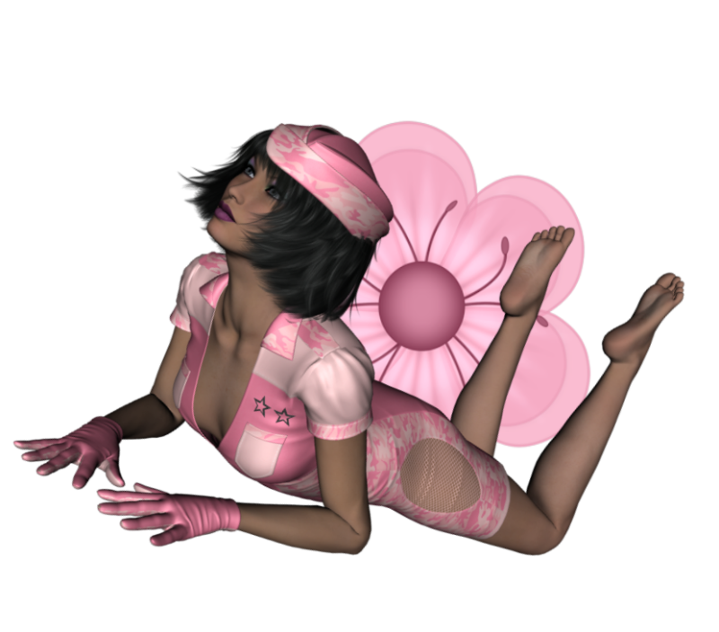 Woman lies on flower