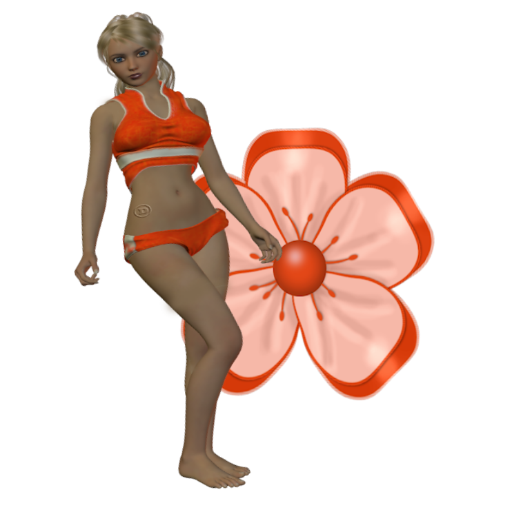 Woman stands on flowers
