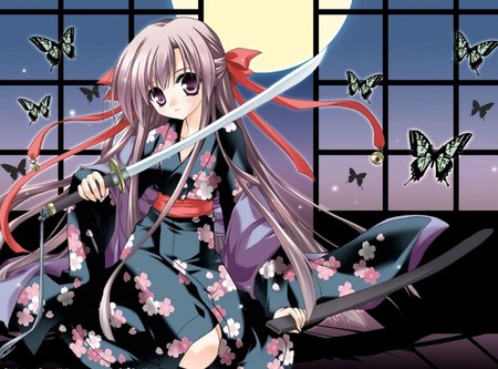 anime girl holding sword