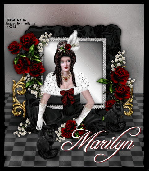 Lady in mirror red roses/marilyn