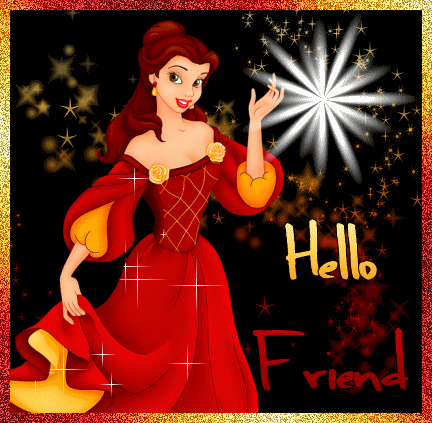 Hello friend w/ cartoon woman