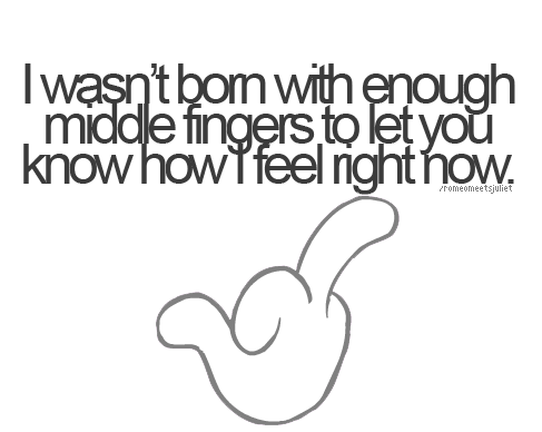 I wasn't born with enough middle fingers to let you know how I feel right now