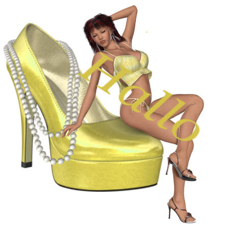 Woman sittings on shoe