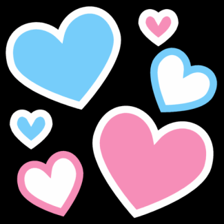 black,pink,blue,hearts