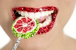 Lollypop in mouth