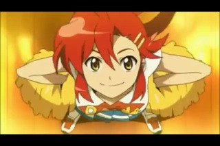 Yoko of Tengen Toppa Gurren Lagann is cheerleading~!