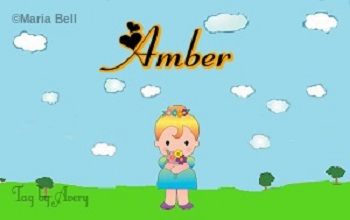 Amber text with girl in spring