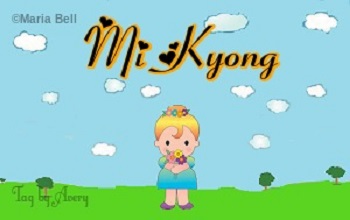 Mi Kyong  text with girl in spring