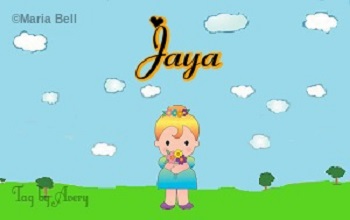 Jaya text with girl in spring