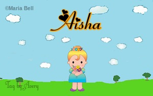 Aisha text with girl in spring