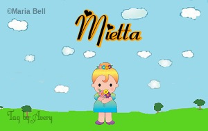 Mietta text with girl in spring