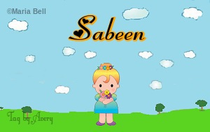 Sabeen text with girl in spring