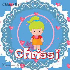 Chrissi text with girl with hearts