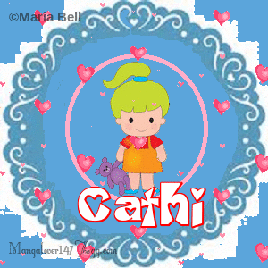 Cathi text with girl with hearts
