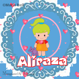 Aliraza text with girl with hearts