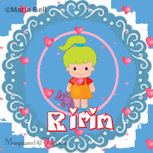 Ririn text with girl with hearts