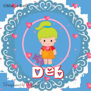 Deb text with girl with hearts