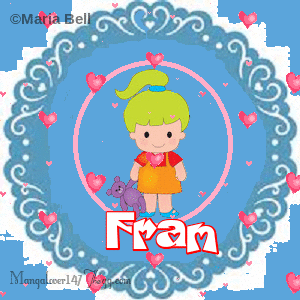 Fran text with girl with hearts