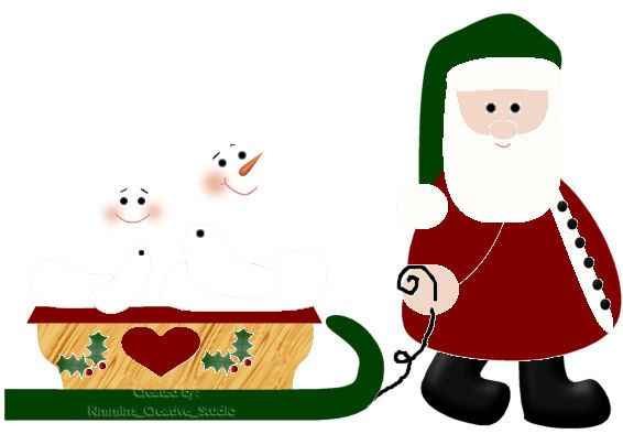 Santa Pulling Sleigh with Snowbuddies