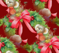 Christmas wreath and koalas tiled background