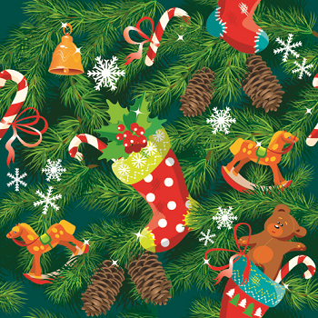 Decorated christmas tree branches