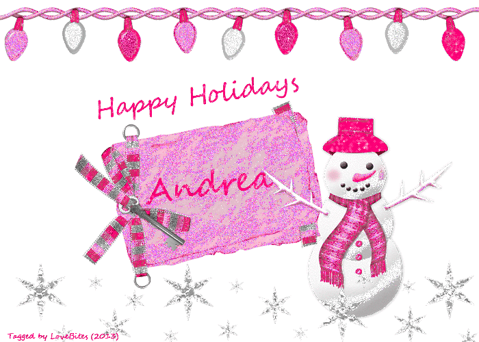 Pink snowman -Happy Hoildays - Andrea
