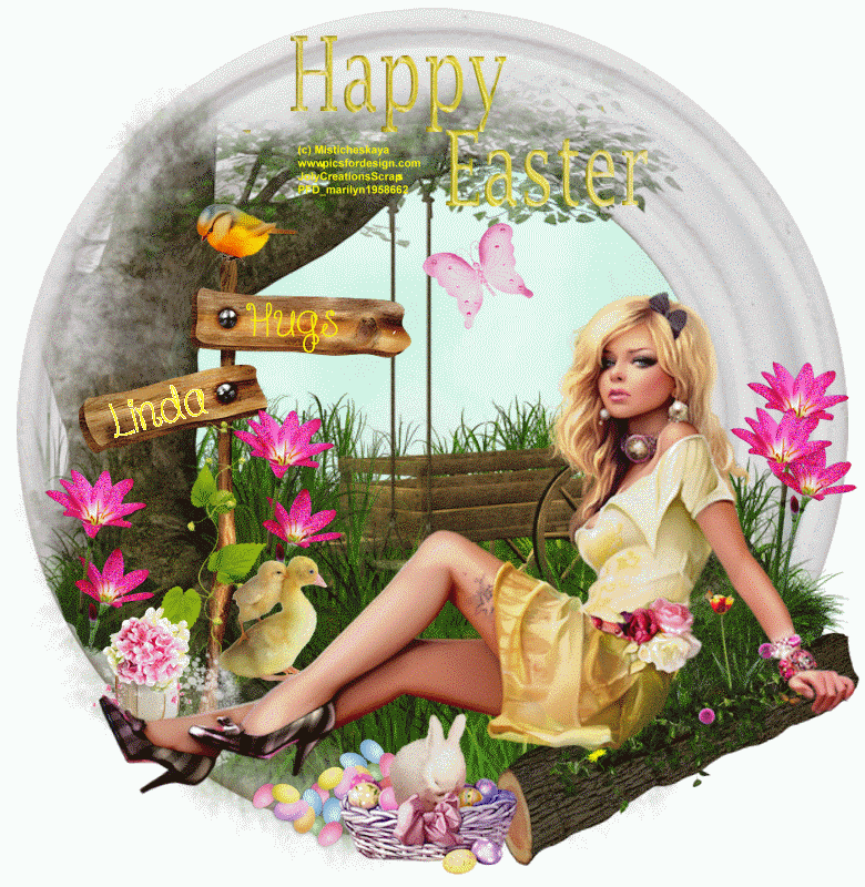 Happy Easter/girl pink and yellow/Linda