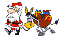 Santa Claus and donkey